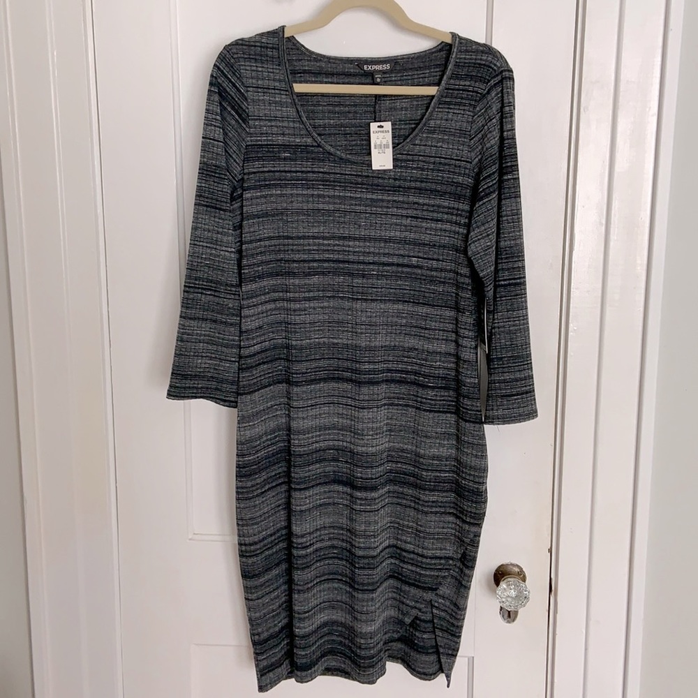 NWT EXPRESS Marled Ribbed Mini Dress (XL)
